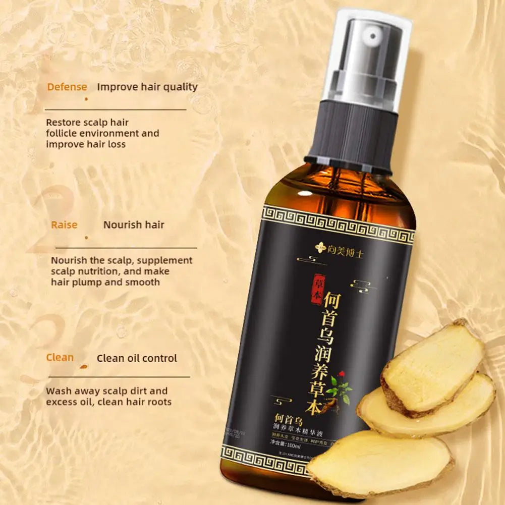 Hair Loss Solution Hair Growth Serum Spray For Men And Women,Hair Serum Polygonum Multiflori Radix, Ginger,Hair Care Essence Oil