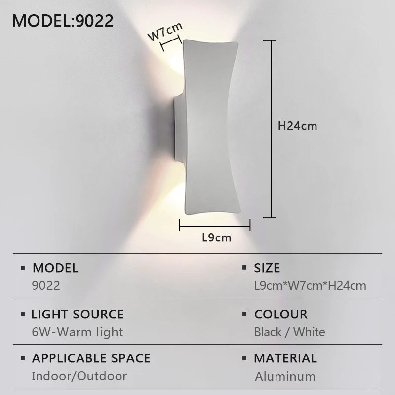 LED Wall Lamp Indoor and Outdoor IP65 Waterproof White/black Modern Minimalist Aluminum Home Light Porch Garden Light AC85-265V