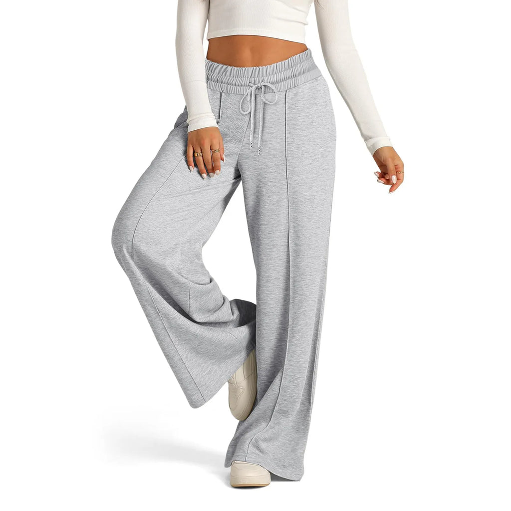 Womens Wide Leg Sweatpants High Waisted Baggy Flared Pants Drawstring Athletic Joggers Casual Daily Wear Loose Yoga Sports Pants