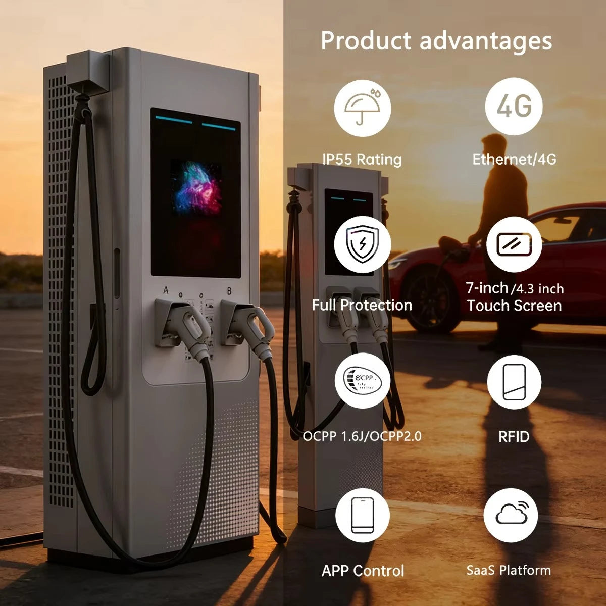 240KW Split DC Fast Charging Pile With Lcd Screen Commercial and Industrial GB/T CCS2 CHAdeMO Dc Ev Charger Station
