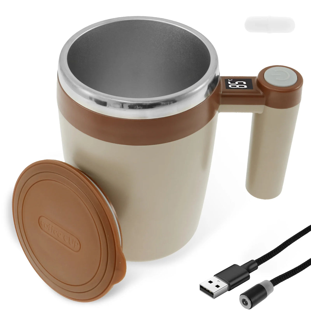 Upgrade Self Stirring Mug, Rechargeable Automatic Magnetic Stirrer Coffee Cup 400ml Stainless Steel Self Stirring Coffee Cup