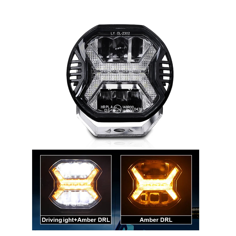4 Inch Car Led Work Light Bar 12v Amber DRL Driving Light Spotlight for Jeep Offroad Boat Tractor Truck 4x4 SUV ATV Headlight