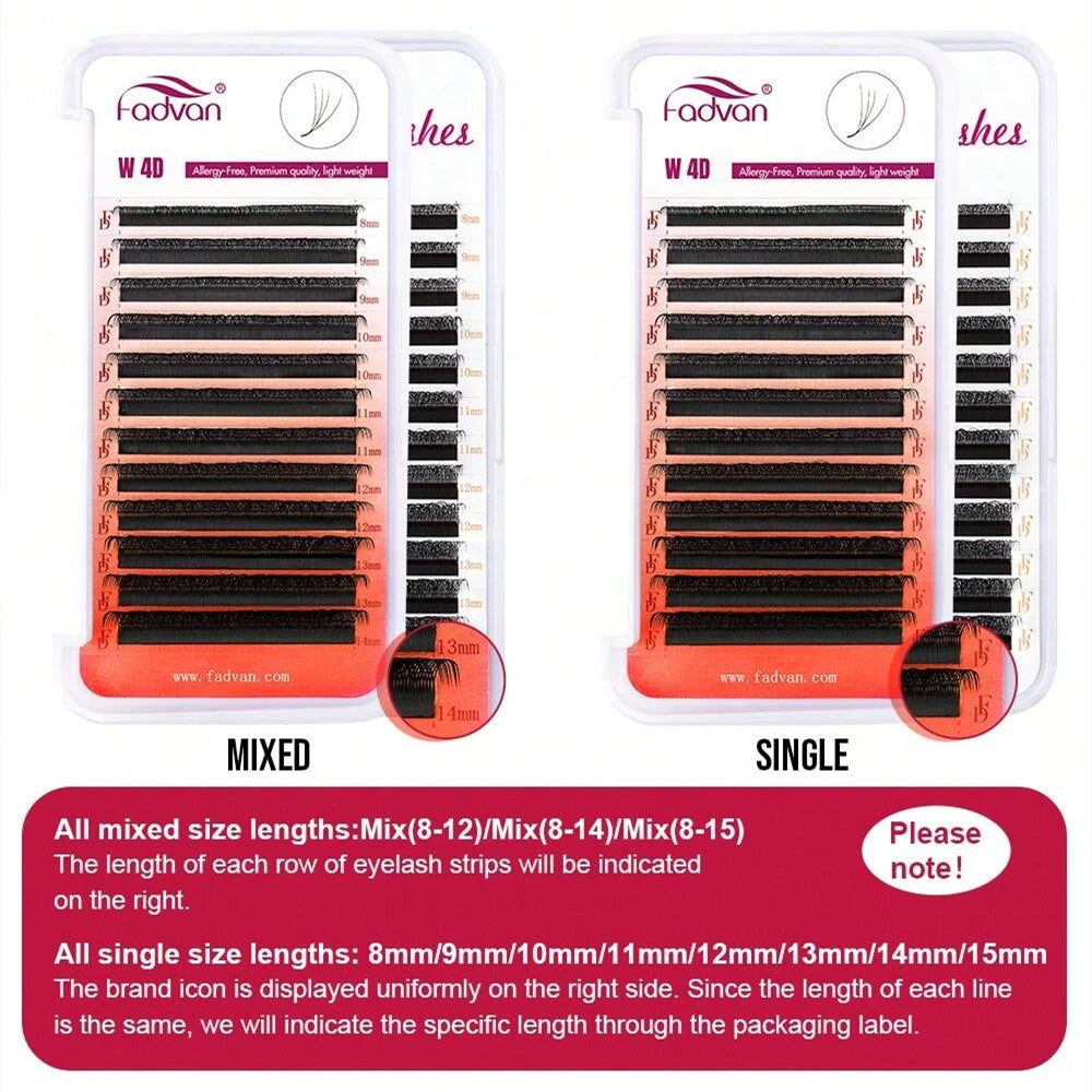 FADVAN W 3D 4D 5D 8-12/8-14mm Eyelashes Eyelash Extension W Shape C/D Curl Novelty Hybrid Volume Make-up Faux Mink Lashed