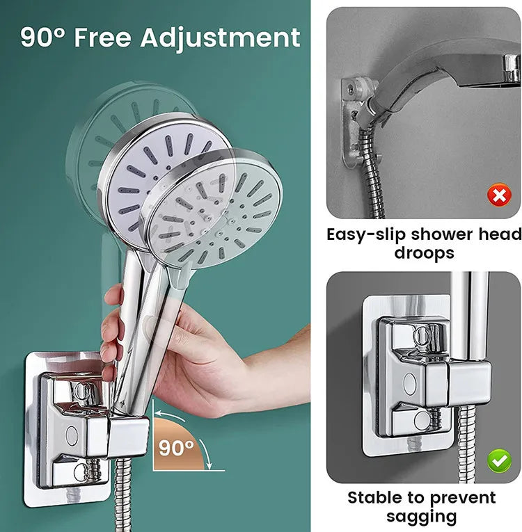 1pc Shower Head Holder Adjustable Wall Mounted Shower Holder Self-Adhesive Showerhead Handheld Bracket Bathroom  Accessories