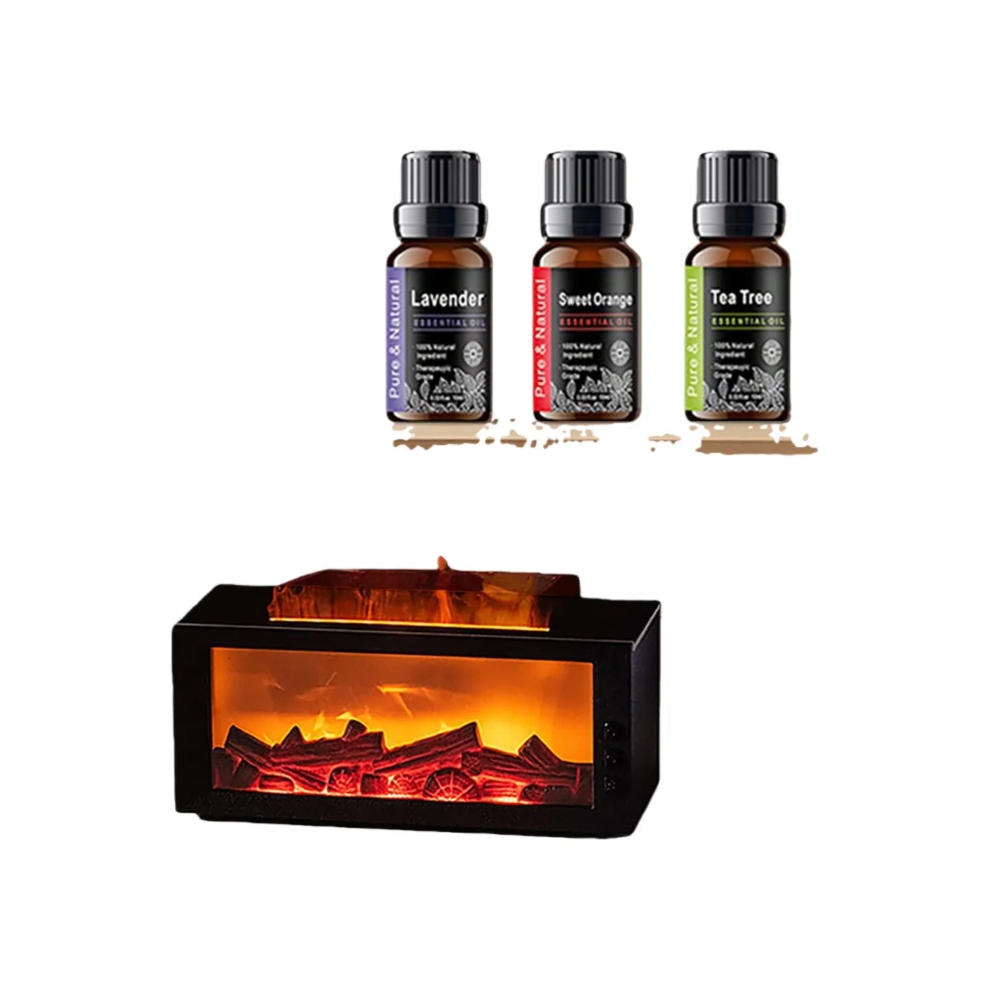Upgraded Fireplace Aroma Diffuser 7 Color Flame Humidifier Remote Control Timer Auto Off Home Office Aromatherapy Gift