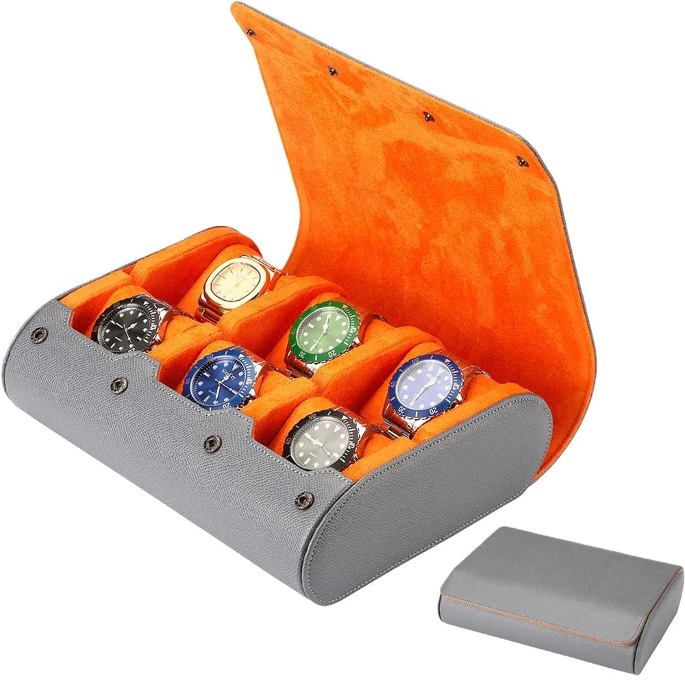 6 Watch Travel Cases for Men Watch Roll 6 Slots Travel Multifunctional Watch Display Box Cabinet Christmas Gift For Man Woman