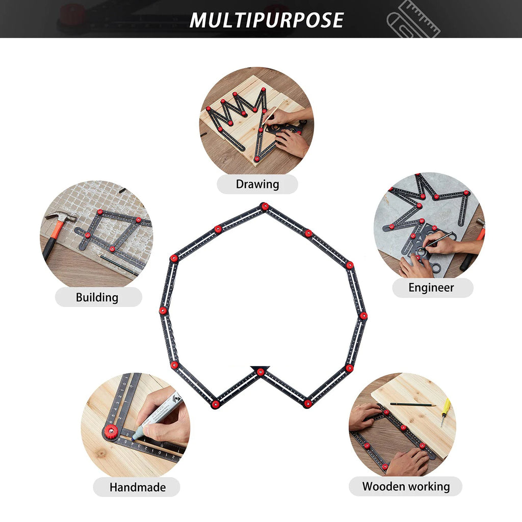 12/9/6 fold Aluminum Alloy Multi Angle Ruler Finder Measure Ruler Woodworking Construction Tool For Craftsmen Locator Guide