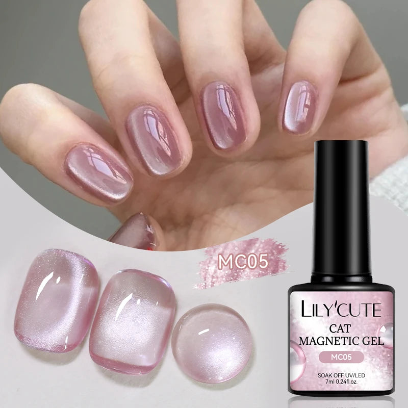 LILYCUTE 7ml Gold Coffee Cat Magnetic Gel Nail Polish Autumn Winter Nails Ultra Shine Moonlight Semi Permanent UV Gel Soak Off
