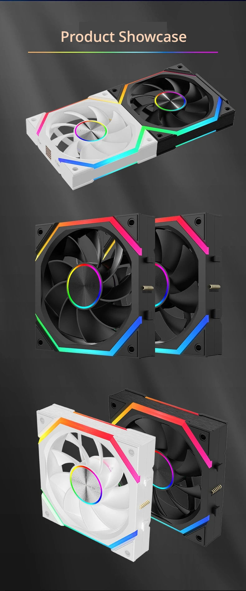 Veebyte XY 120/240/360 Building Block Wireless Splicing Fan 120mm PC Fan PWM Speed Control ARGB 12V Large Air Volume Chassis Fan