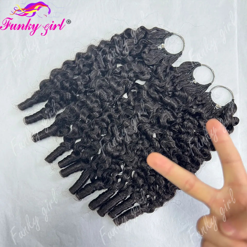 12A Burmese Curly Feather Crochet Human Hair 60g Knotless Pre-Separated Feather Human Hair Crochet Bundles Remy Hair Extensions