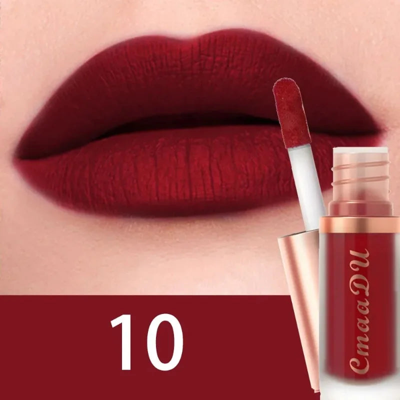 12 Colors Matte Velvet Lip Glaze Waterproof Liquid Lipstick Nude Brown Moisturizing Long Lasting Non-stick Cup Lip Gloss Makeup