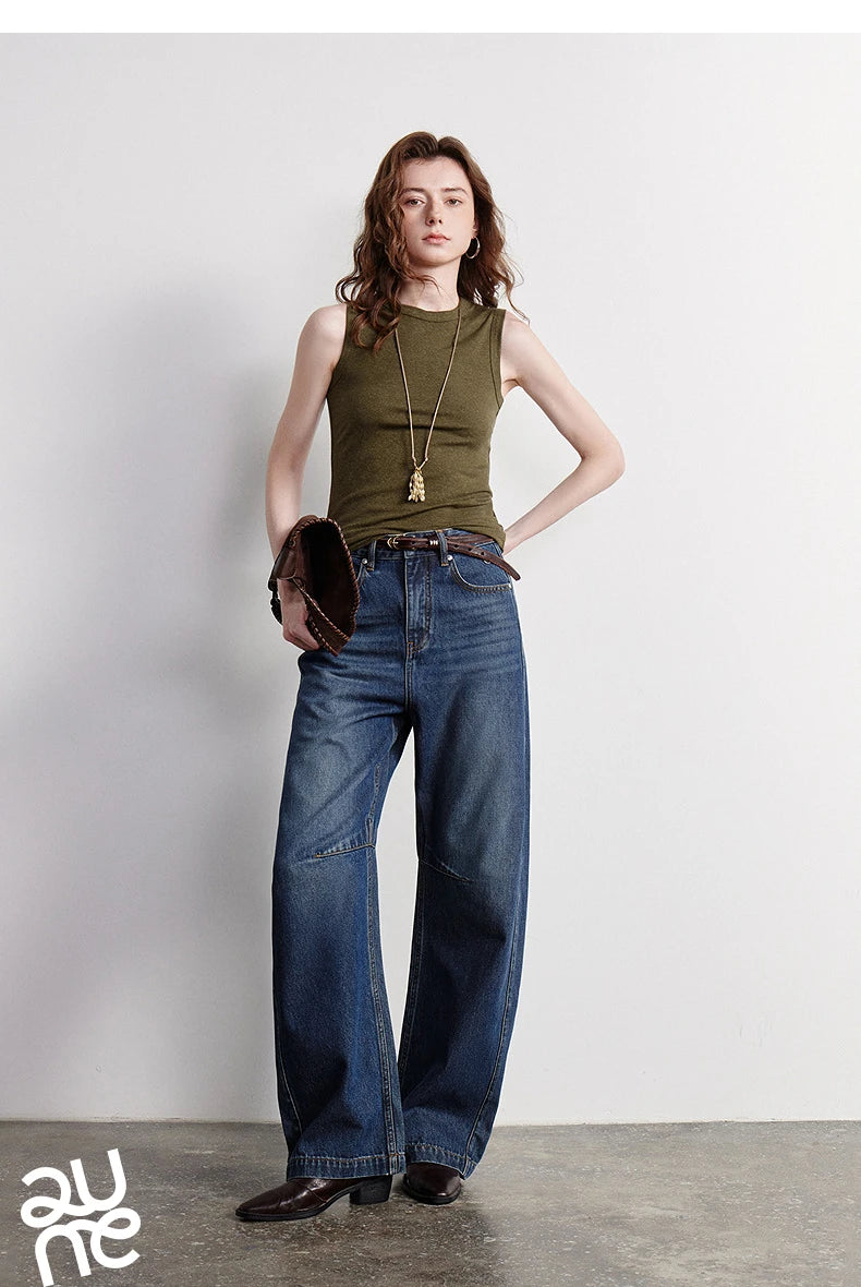 TOYOUTH Women Denim Jeans 2026 Summer New High Waist Curved Knife Pants