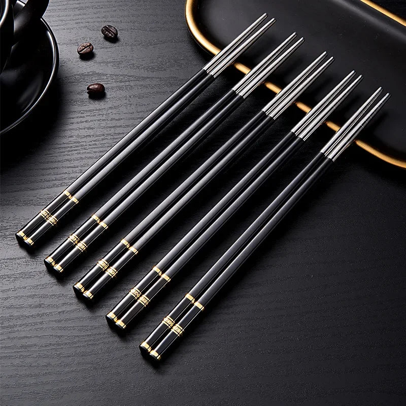 2-8 Pairs Alloy Chopstick Reusable Non-slip Sushi Food Chop Sticks Chopsticks Metal Chinese Chop Stick Tableware Kitchen Gadgets