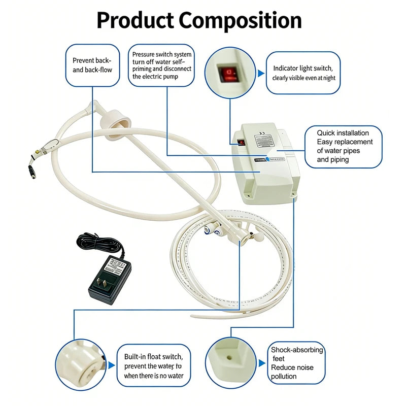 Automatic Self Priming Water Pump 3.8L/min Flow Under Sink Electric Drinking Water Dispenser System for Home Bottled Water Pump