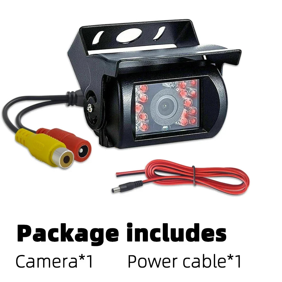 HD 12V/24V Backup Camera Heavy Duty IR Night Vision Waterproof Vehicle Rear View HD Cam for Car Bus Lorry Trailer Pickups RV