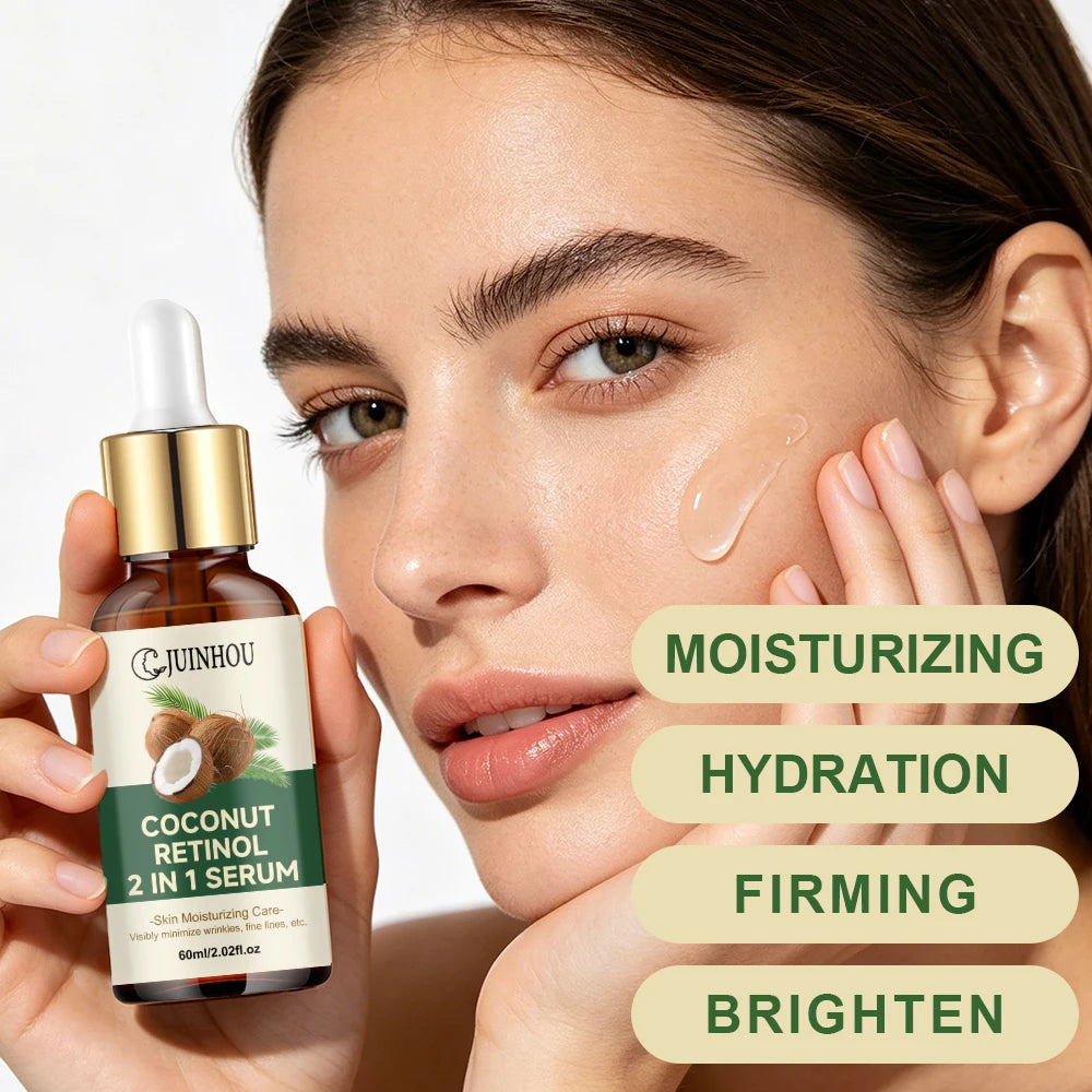 JUINHOU Coconut Oil Moisturizing Set Cream & Serum Controls Oil Hydrates Soothes Sun-Induced Redness Suitable For Daily Skincare