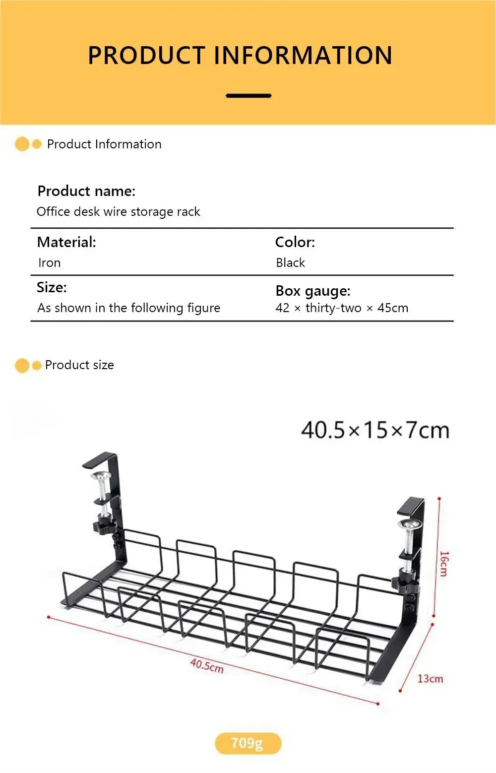 Home Office Desk Wire Organizer No Punching Kitchen Storage Accessories Under Table Storage Rack Metal Cable Management Tray 