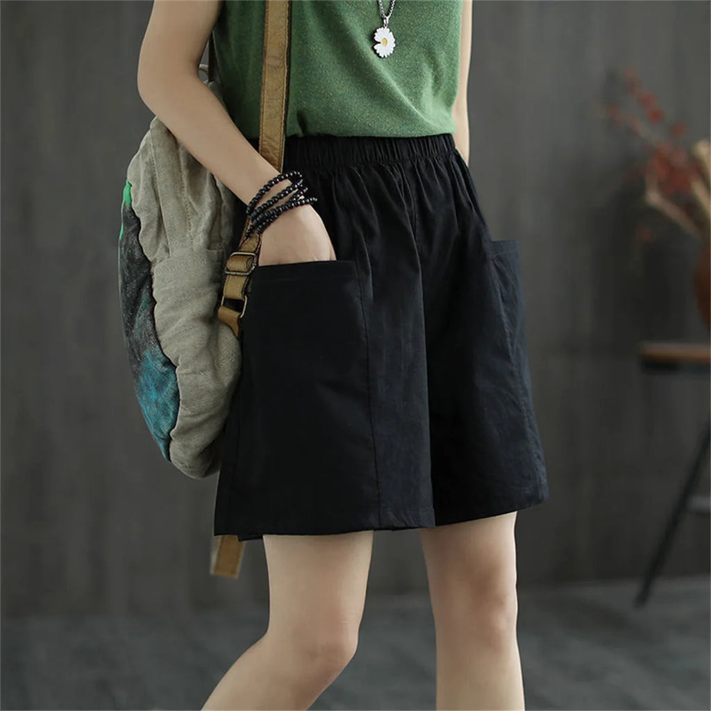 Women Straight Cargo Short Pants 2026 Solid New In Fashion Spring Summer Shorts Pocket Elastic Waist Pant Casual Street Trousers