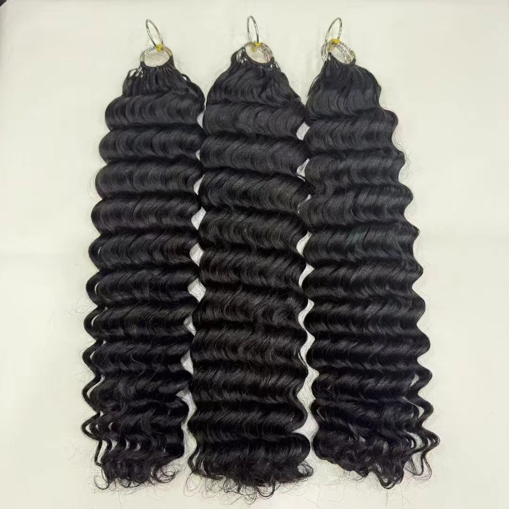 NABI Pre-Separated Crochet Human Hair Bundle Miracle Knots Braiding 14-18inch Water Wave Curly Human Hair for Women
