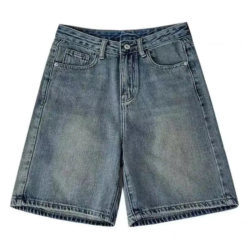 Retro High Waist Denim Shorts Women Loose Fit Summer Trendy Petite Flattering Straight Leg Casual Shorts