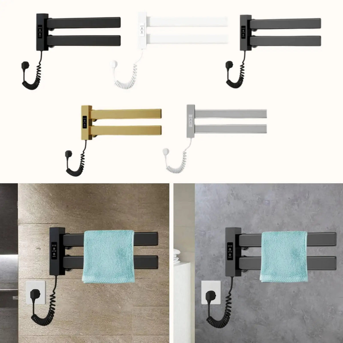 Waterproof Aluminum Electric Towel Warmer Rack Digital Thermostat Wall Towel Heater for Bath Spa