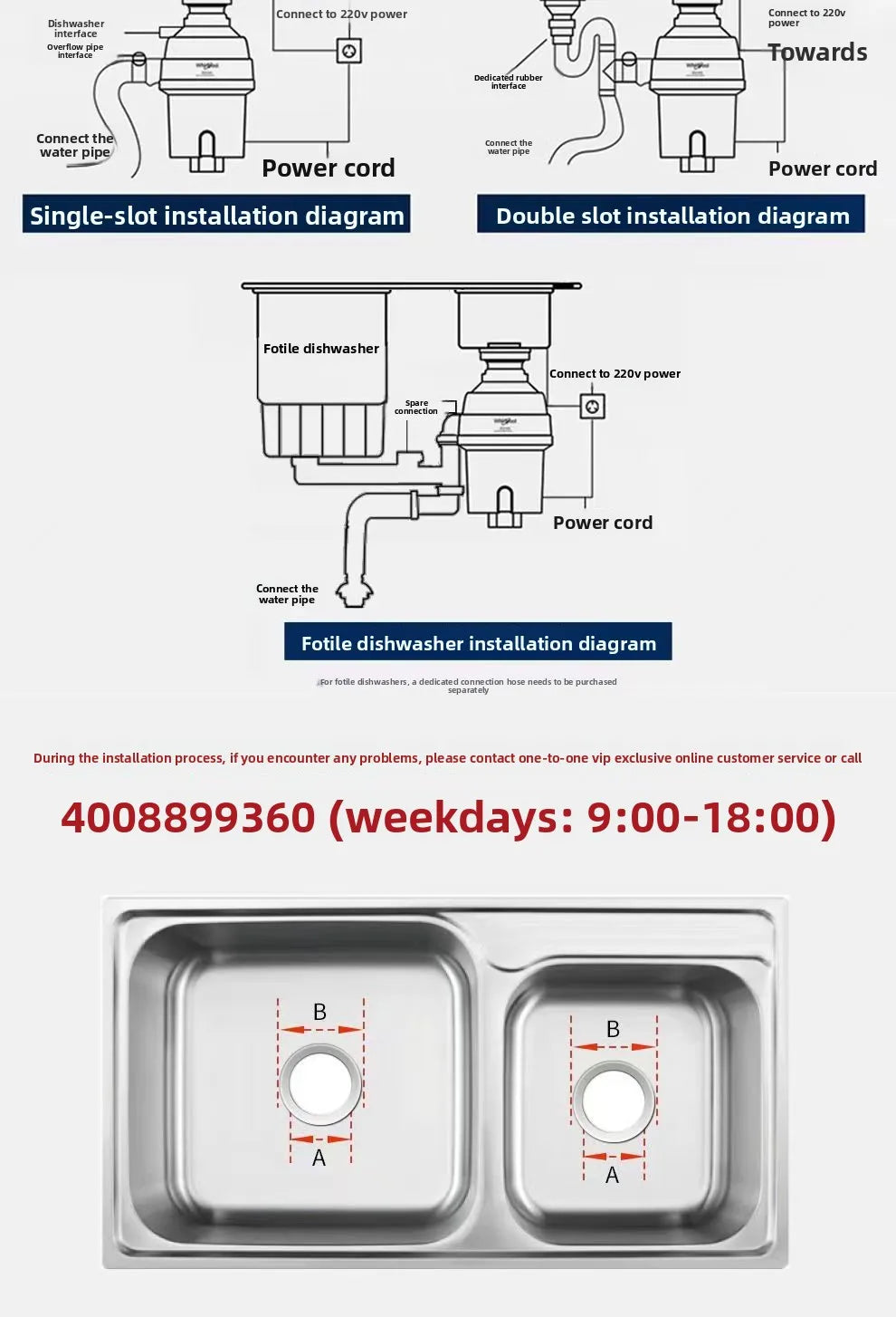 Food waste disposer, household kitchen food waste shredder, air switch EG-M1 Food Waste Disposers