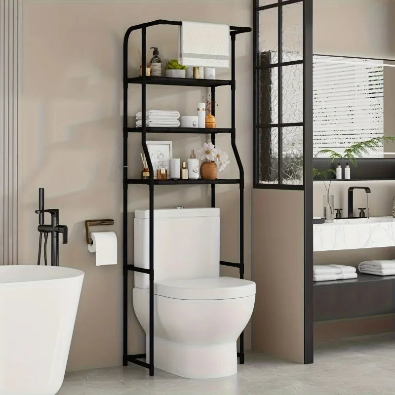 Bathroom Toilet Storage Rack Multi-Layer Metal Shelf With Toilet Paper Holder Balcony Washing Machine Storage Organizer