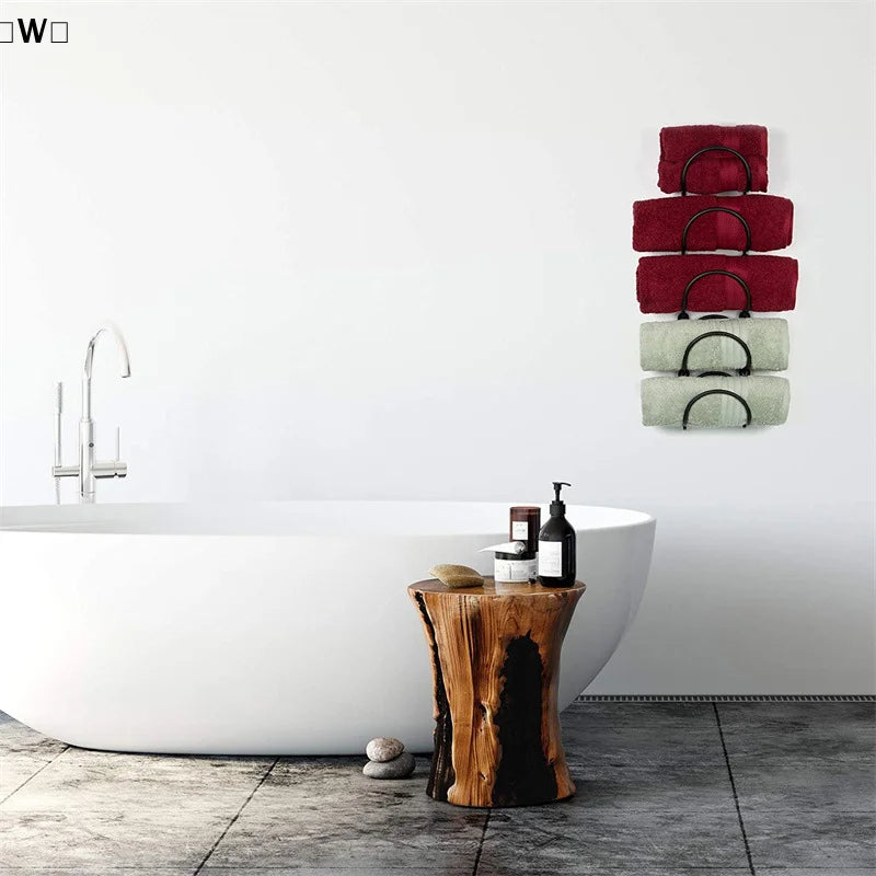 〔W〕Wrought Iron Metal Towel Rack For Bathroom Wall Decor, Curved Finish Bathroom Organizer〔Winter1〕