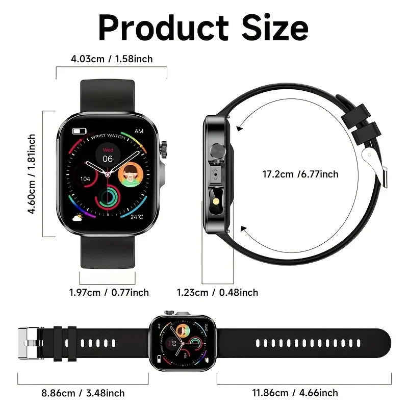 2026 New Smartwatch, Unisex | Valentine's Day Gift - Wireless Calling/Texting/Multiple Sports Modes/Remote Camera Control/Fitness Tracker, Compatible with iPhone and Android, USB Charging, Silicone Strap, Smart Connectivity,