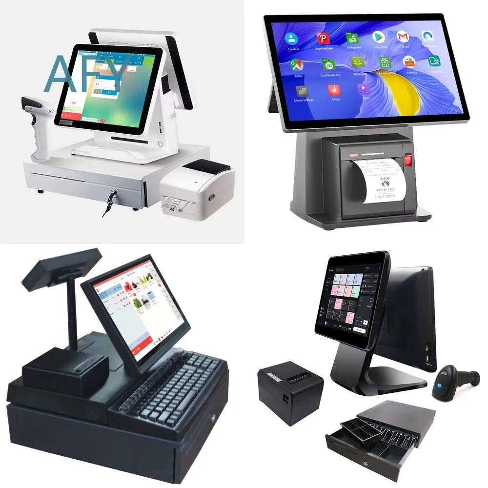 Best Selling 15 Inch Restaurant POS System Terminal for iPad Android Windows with Thermal Printer Barcode Scanner Cash Drawer