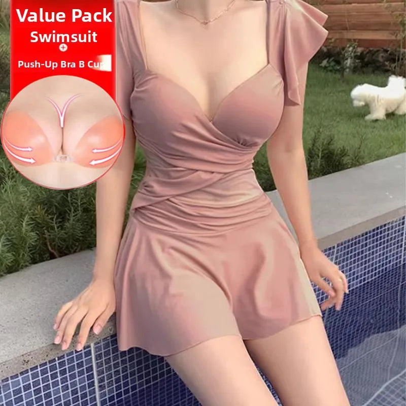 Conservative Skirt Style  Swimsuit for Women Summer New Arrival Thermal Spring Bathing Slimming Coverage plus Size
