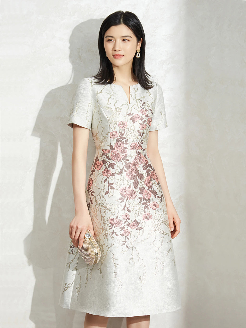 DEVCHATA Elegant Flower Jacquard Dress New Luxury Summer Boho Floral Fashion Party Clothing Mid-Calf Ball Gown Casual Vestidos