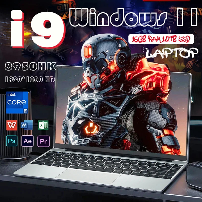 2025 NEW Core i9 laptop 16GB RAM 2TB SSD Portable laptops 1920*1080 Laptop computer i9-8950hk laptop 14.1-inch Office laptop
