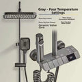 Grey Shower System Intelligent High Pressure Digital Shower Faucet Set Piano Button Temperature Display Rainfall Shower Set