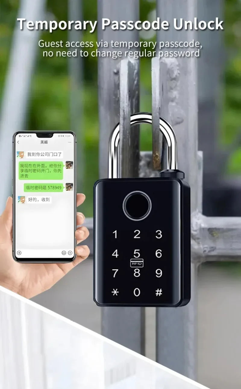 Tuya Smart Door Lock Fingerprint Padlock Password APP Card Key Unlock 7mm 10mm Smart Padlock Waterproof Electronic Lock