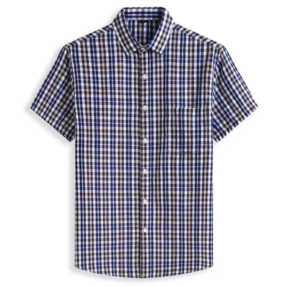 100% Cotton 5XL 6XL 7XL 8XL 12XL Men's Plus Size Shirts Fashion Casual Classic Style Comfortable Plaid Short Sleeve Shirt Male