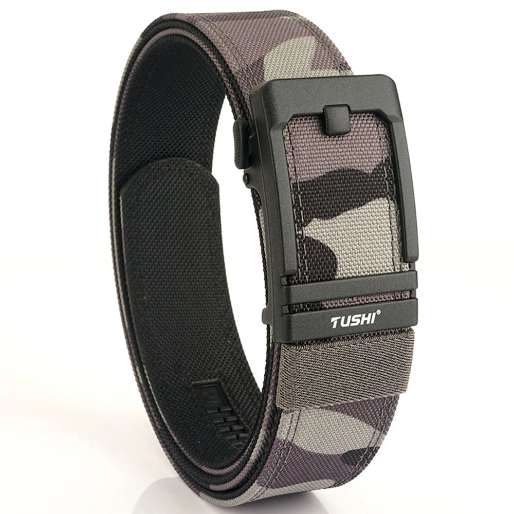 TUSHI New Double-layer Reinforced Automatic Buckle Training Quick Hanging Pistol Belt Men Nylon Outdoor Leisure IPSC Accessories