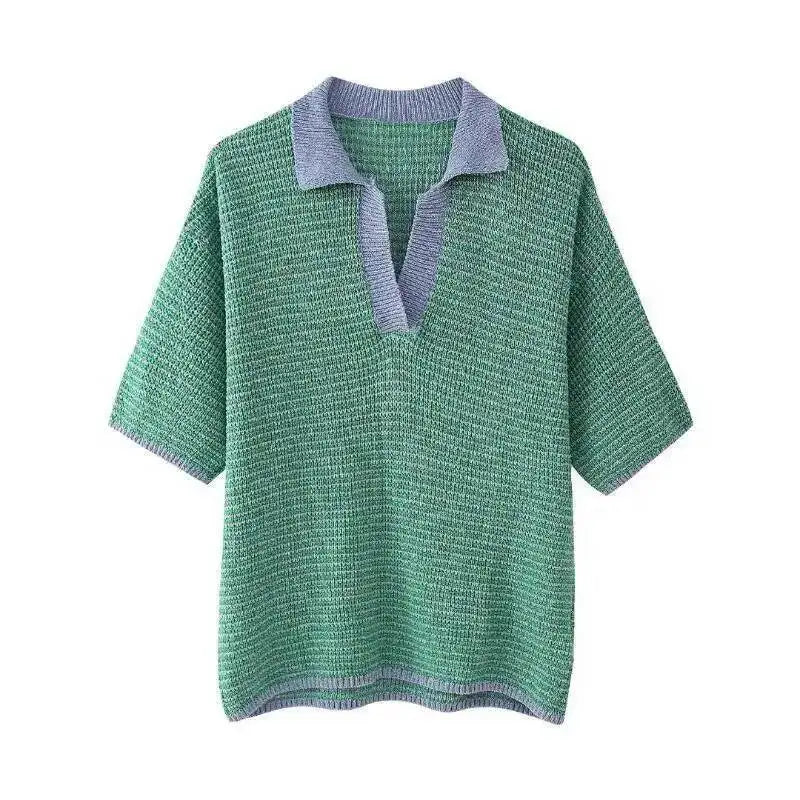 Holiday Retro Shorts Suit Summer New Women V Neck Knitted Tops Casual Lace Up Shorts Korean Fashion 2 Piece Sets Womens LLX6