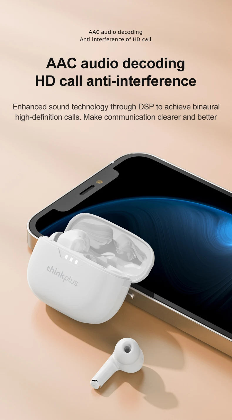 Lenovo Earphones TWS Wireless Bluetooth 5.3 Earbuds HiFi Stereo Noise Reduction Headphones Touch Control HD Call with Mic New