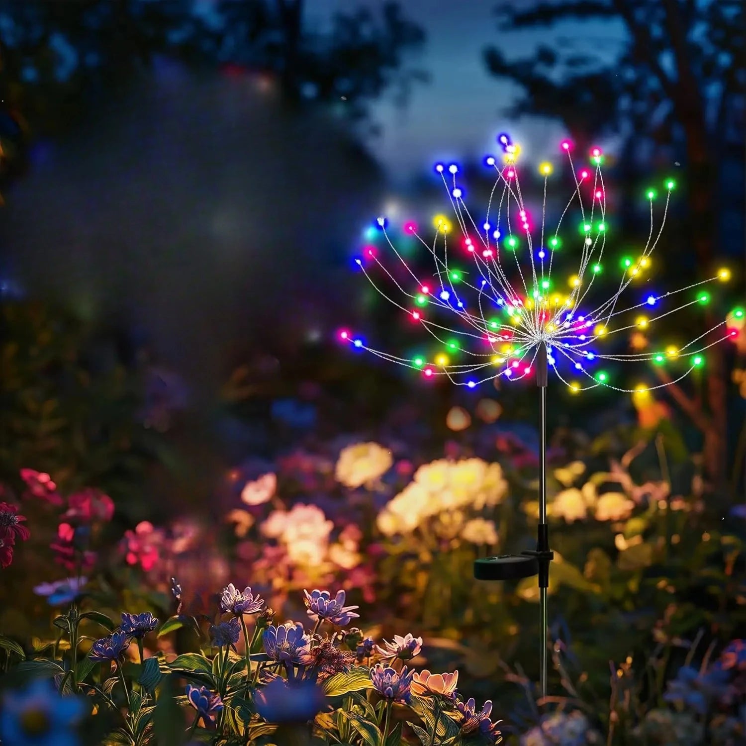 Solar Lights for Outdoor Garden LED Dandelion Lighting Stake Solar Firework Light for Lawn Decor Solar Garden Light