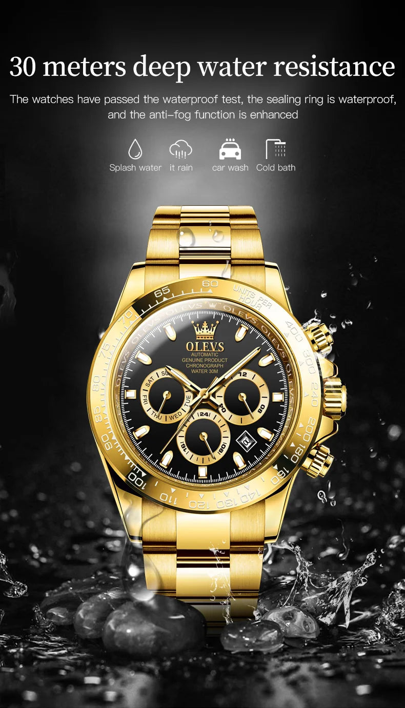 OLEVS 6638 Men Watch Classic Multifunctional Dial Waterproof Luminous Watches Fully Automatic Mechanical Male Wristwatch