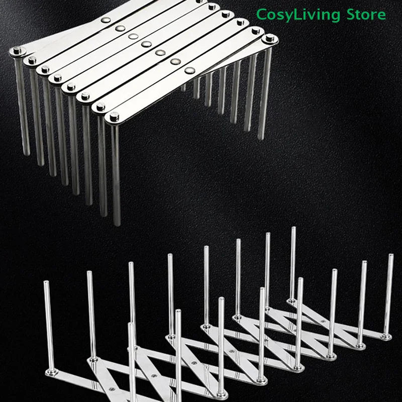 Retractable Foldable Stainless Steel Plate Dish Holder Shelf Pot Lid Rack Pan Lid Organizer Tableware Storage Kitchen Gadgets