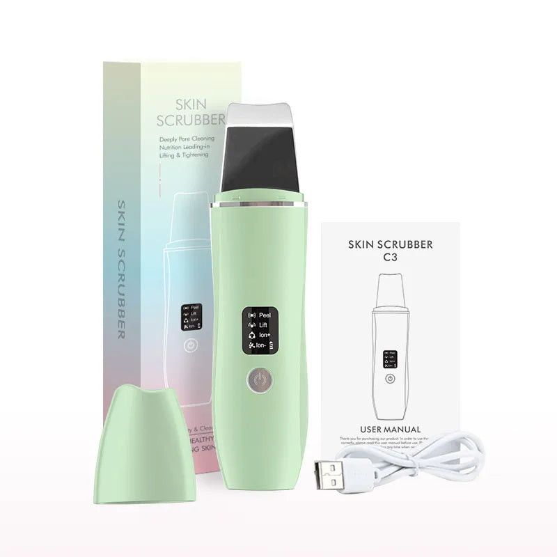Ultrasonic Skin Scrubber EMS Face Massager Blackhead Remover Facial Cleanser Peeling Shovel Face Lifting Tool Spatula Cleansing
