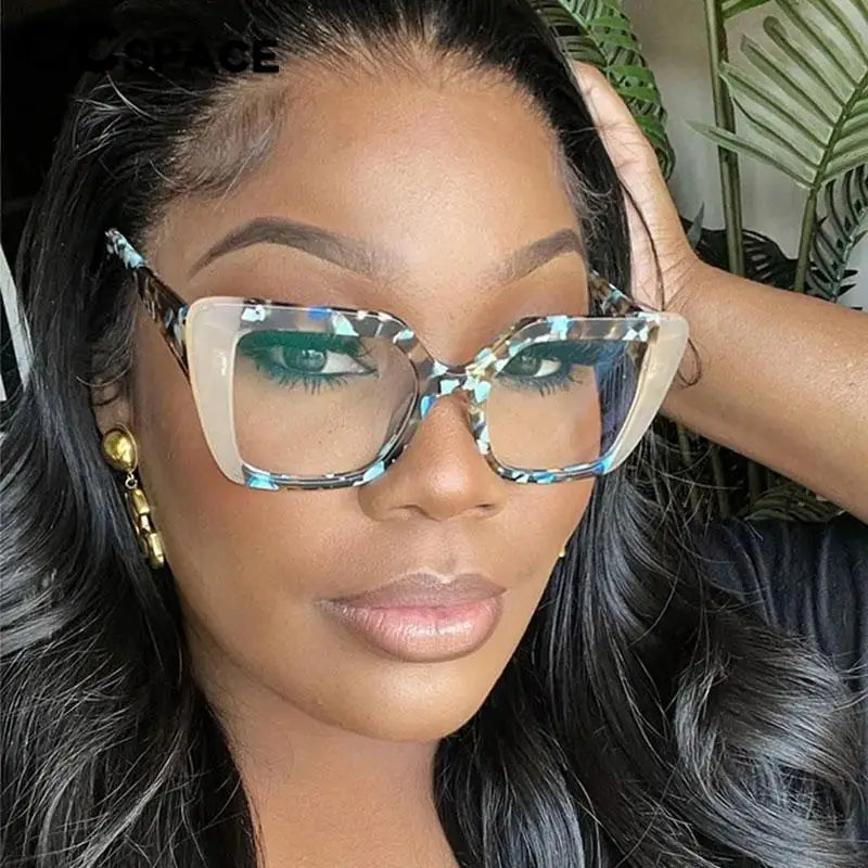 R56982 Colorful Large Size Reading Glasses Lady Trend Splicing Color Presbyopic Eyeglass Universal Prescription Spectacles Frame