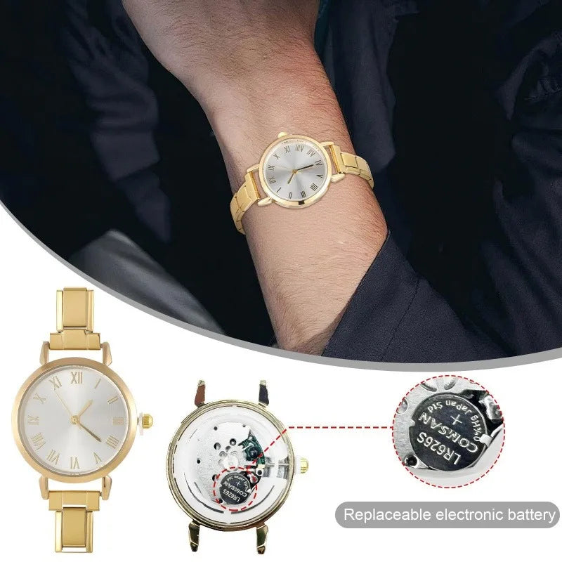 Irregular alloy case Arabic numeral classic dial Stars-shaped diamond-encrusted fashion Stainless Steel Bracelet ladies watch