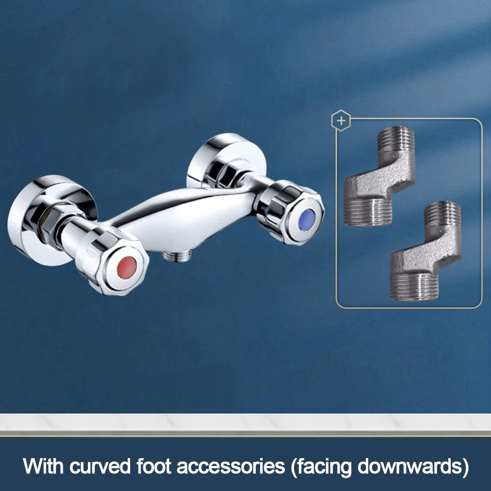 Modern Metal Out Water Inlet Valve Double Control Hot and Cold Double Shower Faucet Valve Wall Mounted Diverter Valve