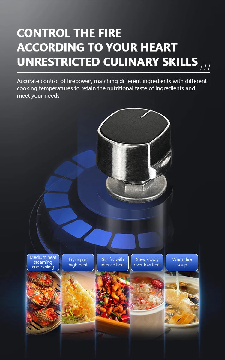 Modern Three-Cooker Electric Gas Cooktop Burners LPG Compatible Class B Energy Efficient Built-in