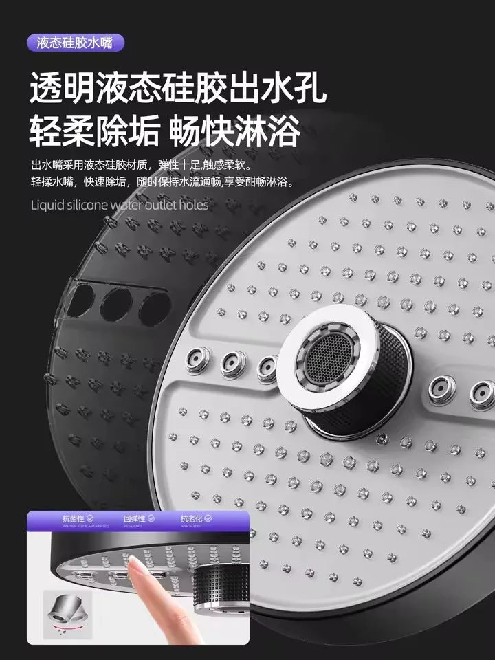 New 5 Functions Large Flow Ceiling Mounted Supercharge Shower Head 175MM Big Panel Round High Pressure Top Spray Rain Showerhead