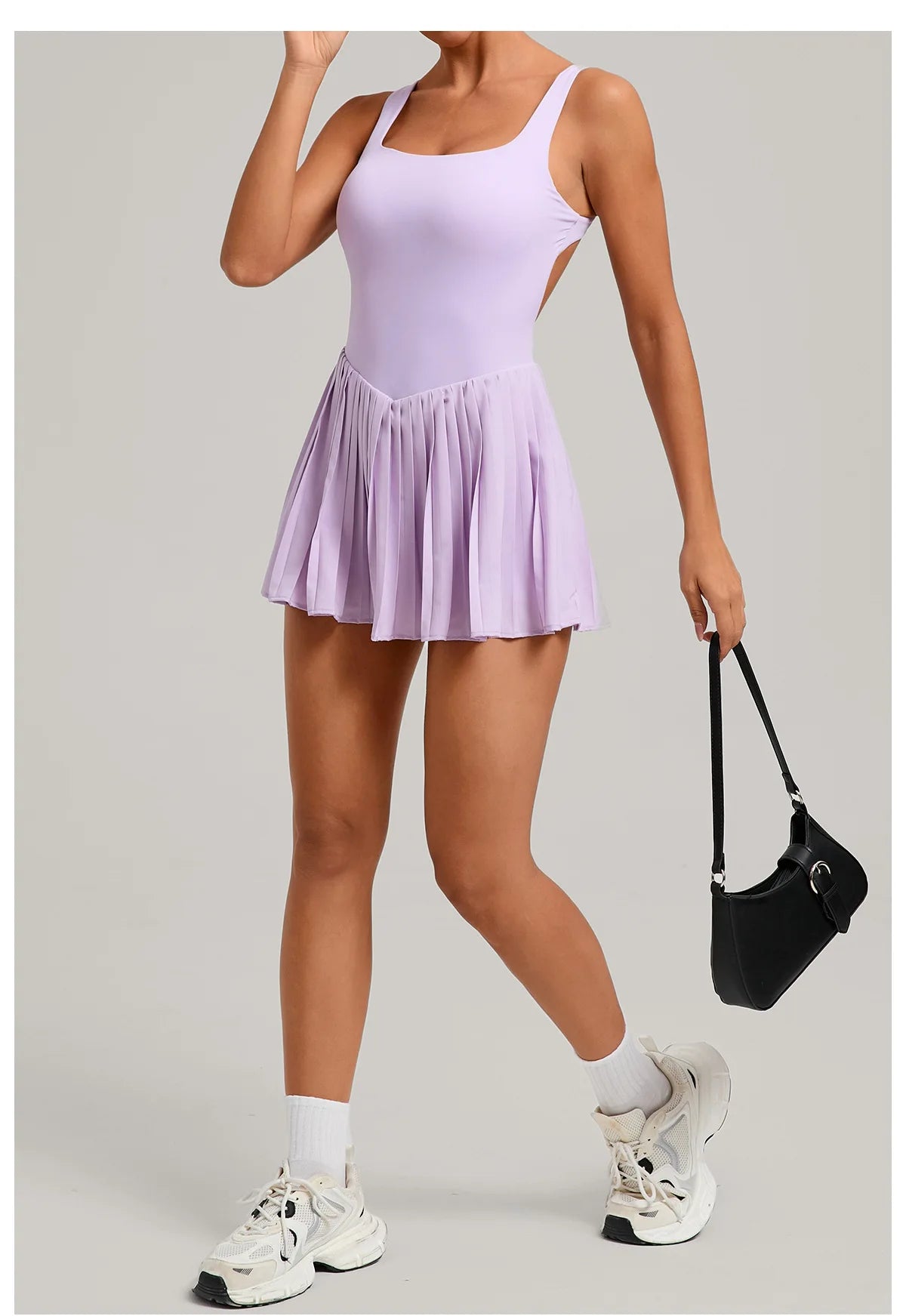 Backless Sports Tennis Golf Dress Mini Workout Pleated Skirts with Shorts Yoga Suit Peadded Gym Jumpsuit Fitness Set Activewear