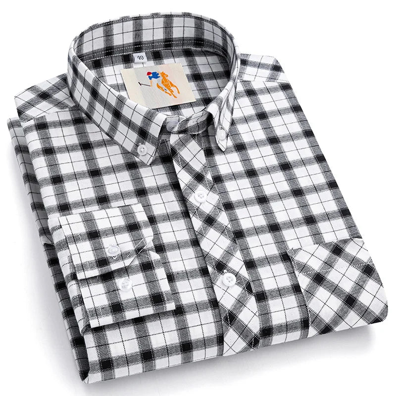 8XL Classic Plaid Men's Flannel Shirts Men Long Sleeve Casual Men's Flannel Shirts Men Long Sleeve Casual Big Size Single Pocket